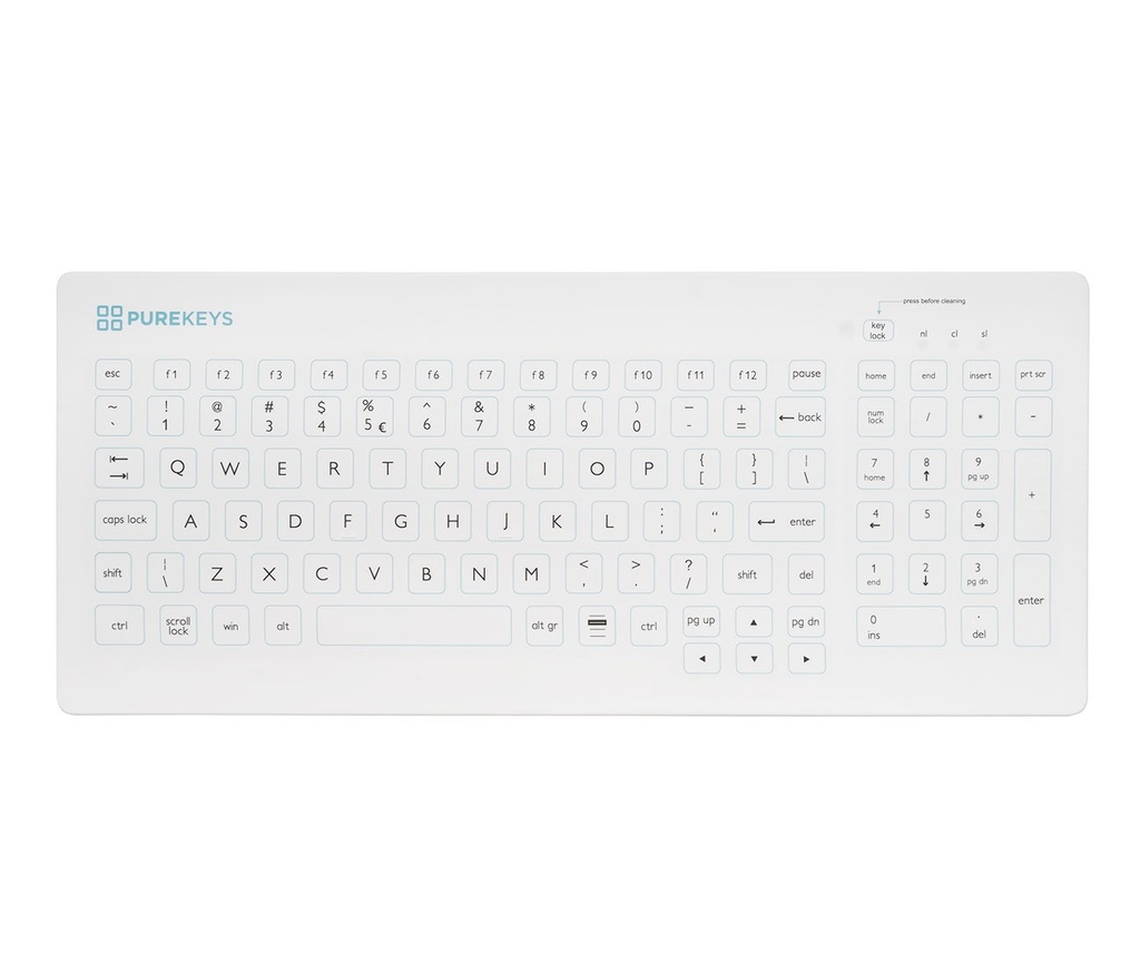 PUREKEYS TECLADO INALÁMBRICO SILICONA MÉDICA - BLANCO