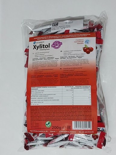 [630116] Chicle Xylitol Miradent bolsa 100x2 uds Sabor Arándano