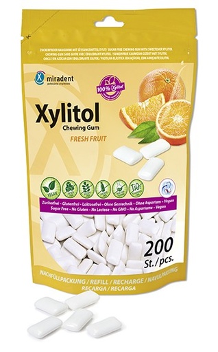 [630301] Bolsa Chicles Xylitol Miradent sabor Frutas 200 uds