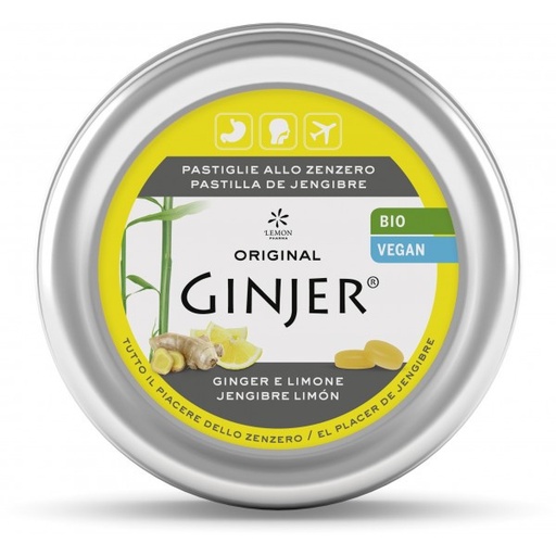 [400107] GINJER Pastillas BIO Jengibre-Limón lata 40 gr