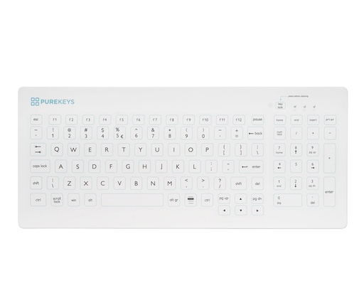 [40403400] PUREKEYS TECLADO INALÁMBRICO SILICONA MÉDICA - BLANCO