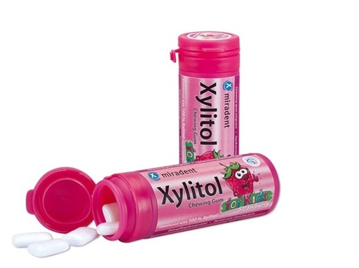[630193] Chicles Xylitol Miradent para niños sabor Fresa bote 30 gr