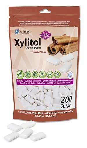[630303] Bolsa Chicles Xylitol Miradent sabor Canela 200 uds