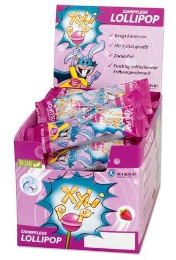 [635214] CAJA 50 uds XyliPOP Lollypop - Caramelo de palo sabor FRESA