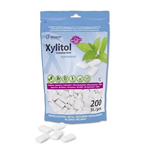 [630302] Bolsa Chicles Xylitol Miradent sabor Menta 200 uds