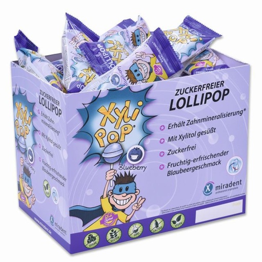 [635231] CAJA 50 uds XyliPOP Lollypop - Caramelo de palo saborBLUEBERRY