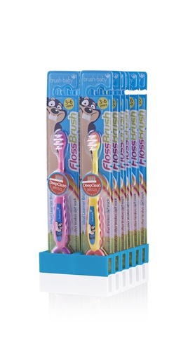 [BRB2MIX] PACK DE 12 FLOSSBRUSH CEPILLO INFANTIL 3-6 AÑOS COLORES MEZCLADOS